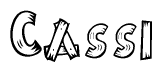The clipart image shows the name Cassi stylized to look like it is constructed out of separate wooden planks or boards, with each letter having wood grain and plank-like details.