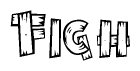 The clipart image shows the name Figh stylized to look as if it has been constructed out of wooden planks or logs. Each letter is designed to resemble pieces of wood.