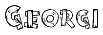 The clipart image shows the name Georgi stylized to look like it is constructed out of separate wooden planks or boards, with each letter having wood grain and plank-like details.