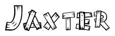 The clipart image shows the name Jaxter stylized to look as if it has been constructed out of wooden planks or logs. Each letter is designed to resemble pieces of wood.