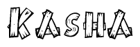 The image contains the name Kasha written in a decorative, stylized font with a hand-drawn appearance. The lines are made up of what appears to be planks of wood, which are nailed together