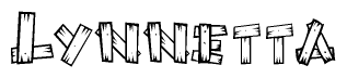 The clipart image shows the name Lynnetta stylized to look like it is constructed out of separate wooden planks or boards, with each letter having wood grain and plank-like details.