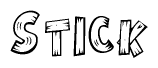 The clipart image shows the name Stick stylized to look as if it has been constructed out of wooden planks or logs. Each letter is designed to resemble pieces of wood.
