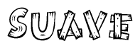 The clipart image shows the name Suave stylized to look as if it has been constructed out of wooden planks or logs. Each letter is designed to resemble pieces of wood.
