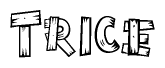 The clipart image shows the name Trice stylized to look as if it has been constructed out of wooden planks or logs. Each letter is designed to resemble pieces of wood.