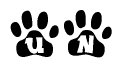 The image shows a series of animal paw prints arranged horizontally. Within each paw print, there's a letter; together they spell Un