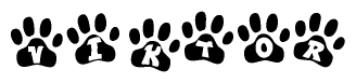 The image shows a series of animal paw prints arranged horizontally. Within each paw print, there's a letter; together they spell Viktor