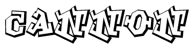 The image is a stylized representation of the letters Cannon designed to mimic the look of graffiti text. The letters are bold and have a three-dimensional appearance, with emphasis on angles and shadowing effects.