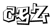 The image is a stylized representation of the letters Cez designed to mimic the look of graffiti text. The letters are bold and have a three-dimensional appearance, with emphasis on angles and shadowing effects.
