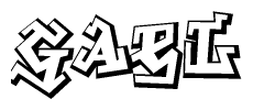 The clipart image depicts the word Gael in a style reminiscent of graffiti. The letters are drawn in a bold, block-like script with sharp angles and a three-dimensional appearance.