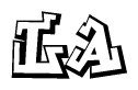 The clipart image depicts the word La in a style reminiscent of graffiti. The letters are drawn in a bold, block-like script with sharp angles and a three-dimensional appearance.