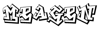 The clipart image features a stylized text in a graffiti font that reads Meagen.