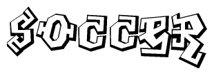 The clipart image features a stylized text in a graffiti font that reads Soccer.