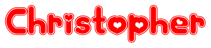 The image displays the word Christopher written in a stylized red font with hearts inside the letters.