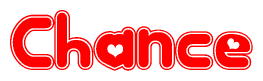 The image displays the word Chance written in a stylized red font with hearts inside the letters.