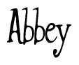 The image is a stylized text or script that reads 'Abbey' in a cursive or calligraphic font.