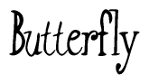 The image is a stylized text or script that reads 'Butterfly' in a cursive or calligraphic font.