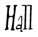 The image is of the word Hall stylized in a cursive script.