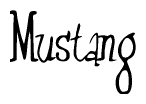 The image is of the word Mustang stylized in a cursive script.