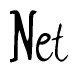 The image contains the word 'Net' written in a cursive, stylized font.