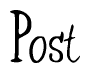 The image is of the word Post stylized in a cursive script.