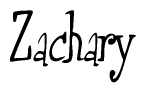 The image is of the word Zachary stylized in a cursive script.