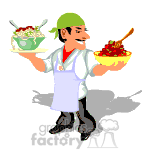 Chef serving food