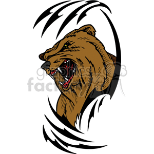 This clipart image features a stylized representation of a roaring bear with sharp lines and tribal design elements. It is designed in a format suitable for vinyl cutting, making it ideal for use as a sign, decal, or tattoo.