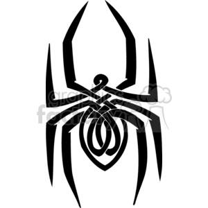 The image is a black and white clipart of a stylized spider, designed in a simple, bold, and graphic manner suitable for vinyl cutting. It features prominent legs and a segmented body, emphasizing its spooky appearance commonly associated with Halloween.