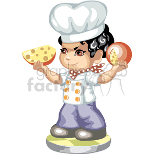 A little chef boy holding cheese