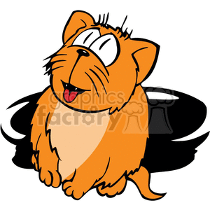 The clipart image shows a cartoon of a plump, orange cat with a humorous expression. It has large, glassy eyes, a small tuft of fur on top of its head, and its tongue sticking out. The cat appears to be sitting.