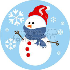 snowman with blue scarf and red hat