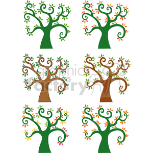 cartoon swirl trees
