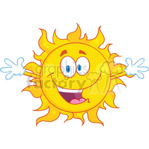 Royalty Free RF Clipart Illustration Happy Sun With Welcoming Open Arms