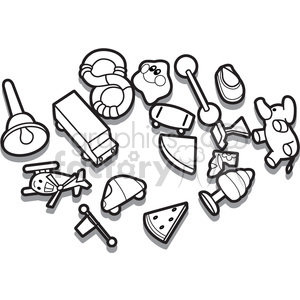 outline of toys illustration graphic