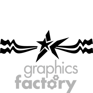 The clipart image features a stylized central star with dynamic, wavy lines radiating from its core, suggesting motion or a sparkling effect. The design is monochrome and simplistic, representing a burst of energy or a shimmering star.