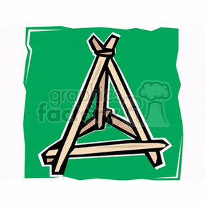 The clipart image depicts a simple tripod structure made from sticks, which is often associated with traditional or primitive methods of farming or outdoor activities. The tripod might be used for various agricultural purposes, such as supporting a plant or as a framework for agricultural tools.
