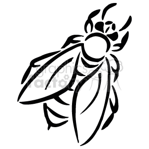 The clipart image shows a black and white a bee.