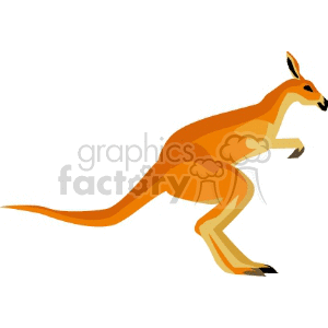 The image is a simple clipart of a red kangaroo. It portrays a stylized representation of the kangaroo in mid-hop with its powerful legs extended behind it.