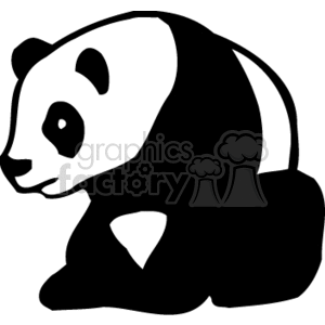 The image is a simple black and white clipart of a panda bear. It's an abstract representation with minimal detail, capturing the panda's distinctive black and white coloration.