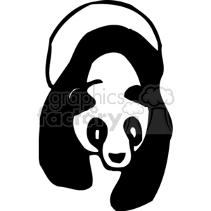 The image is a simple black and white clipart illustration of a giant panda's face. The clipart is stylized, using only black and white shapes to depict the panda's distinctive facial markings.