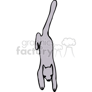 The clipart image features a stylized, cartoon-like portrayal of a cat. It appears to be depicted from a top view with the cat's head turned to face the viewer. The cat has a simple and abstract design with minimal detail, and it is outlined in black with a gray fill.
