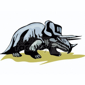 This is a stylized clipart image of a triceratops, which is a type of herbivorous dinosaur characterized by its three horns and large frill at the back of its head.