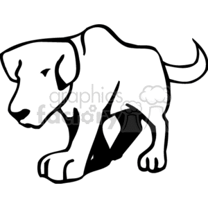 This is a black and white clipart image of a dog. The dog is presented in a simplified outline style, capturing its shape and features with minimal detail.