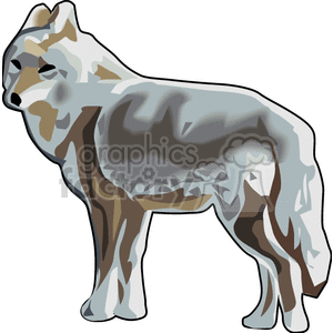 The clipart image depicts a stylized representation of a canine, which could be interpreted as a dog, wolf, or coyote due to its general features and coloration. It's an illustration rather than a photograph and has been designed to depict the animal in a semi-realistic manner with shading and patterns.