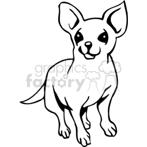 The clipart image shows a cartoon illustration of a Chihuahua. This dog is characterized by large, upright ears, big expressive eyes, and a small, compact body typical of Chihuahua breed features.