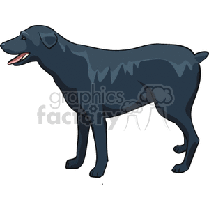 The image shows a clipart of a dog, which appears to be a breed similar to a retriever or a Labrador. The dog is standing with its body profiled to the viewer, mouth open, and tongue out, suggesting a friendly demeanor.