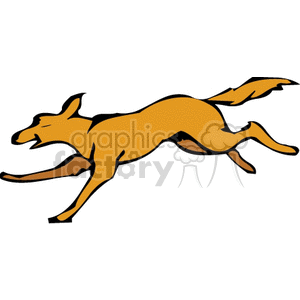 The clipart image features a stylized depiction of a single running dog. The dog is depicted in a dynamic pose with all four legs extended, suggesting movement and speed.