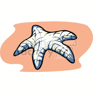 The clipart image depicts a cartoon-style starfish with a simple design, featuring a five-armed sea star with shades of white and subtle blue accents on a tan background.