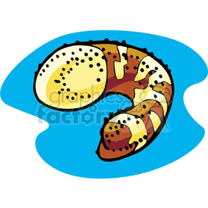 The image is a playful illustration of a doughnut with a bite taken out of it, and the bite mark forms the shape of a snail or slug. The doughnut is decorated with icing and sprinkles. The image is designed to be whimsical and is set against a blue background.